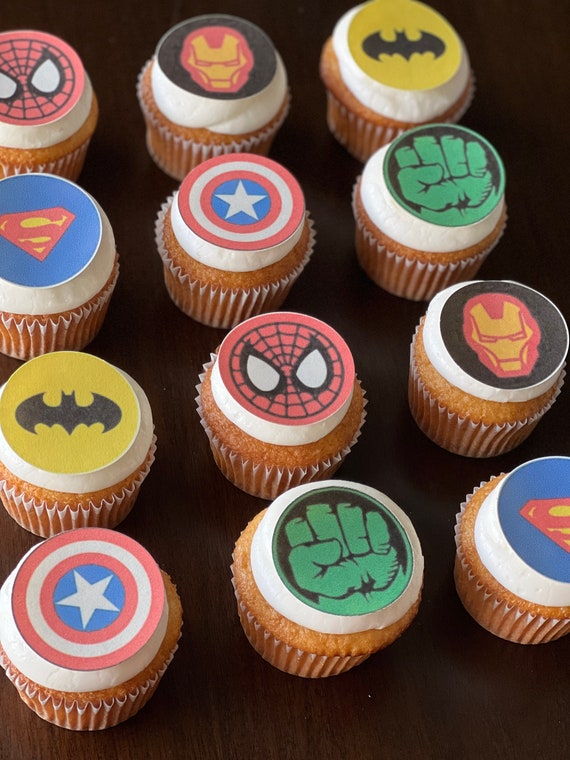Super Hero Cupcake Cookie Toppers Edible Images Icing Sheets Craft Supplies & Tools Party