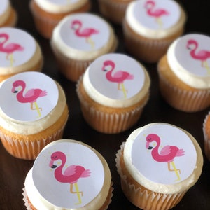 Pink Flamingo Cupcake Cookie Toppers Edible Images Icing Sheets image 1