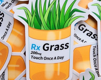 Silly Grass in Bottle Sticker - Matte 3"