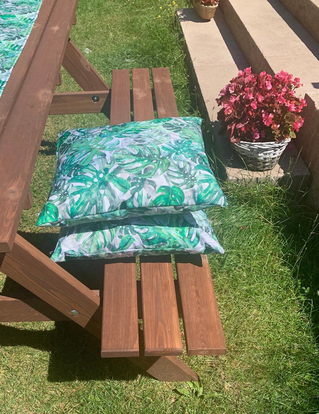 Waterproof Garden Cushion Cover Pillow Botanical Monstera Etsy UK