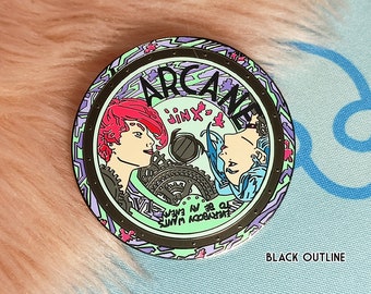 ARCANE Enamel Pin: Jinx and Vi - Netflix Series  Arcane Vinyl customizable set accessories - Gold/Black outline League of Legends