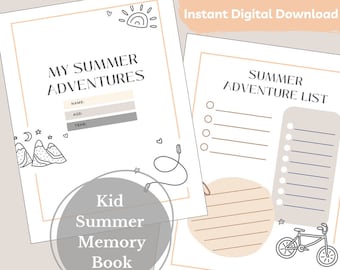 Kid's Summer Memory Book | Summer Adventure Book for Kids | Summer Kid Journal | Summer Printable Journal | Instant Digital Download