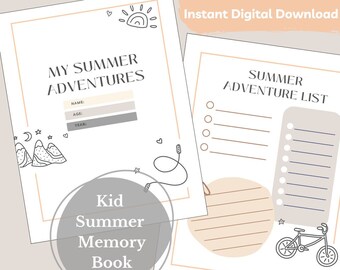 Kid's Summer Adventure Memory Book: Printable Journal (Digital Download)
