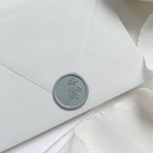 Sello de cera floral delicado - Sello de cera autoadhesivo para sobre - Sello de cera para boda - Sello de cera para invitación - Detalle de flor botánica