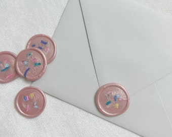 Unicorn Sprinkles Wax Seal - Girl Princess Birthday Invitation or Birthday Card Wax Seal - Handmade Self Adhesive Envelope Sticker