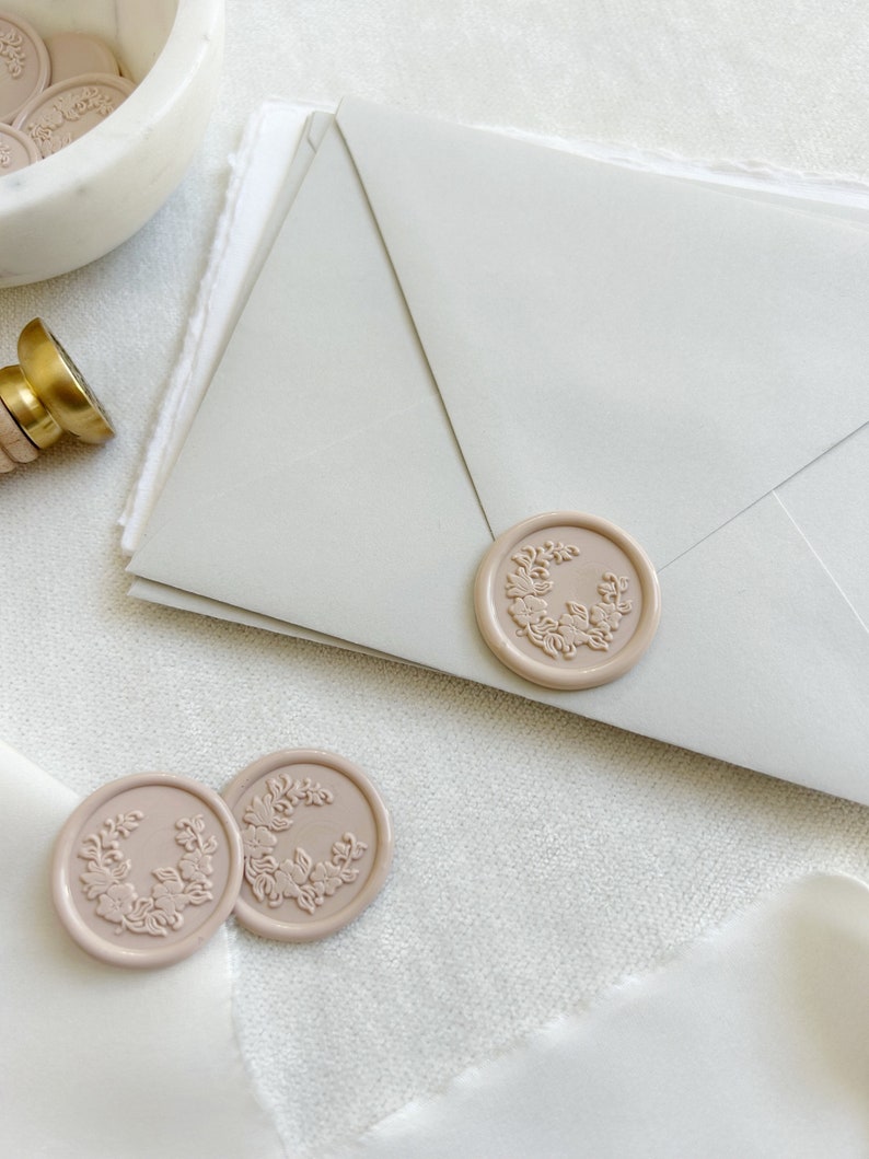 Floral Wreath Wax Seal Wedding Wax Seal Self Adhesive Wax Seal Handmade Wax Seal Hawaiian Wax Seal Custom Wax Seal Hawaii Seal image 8