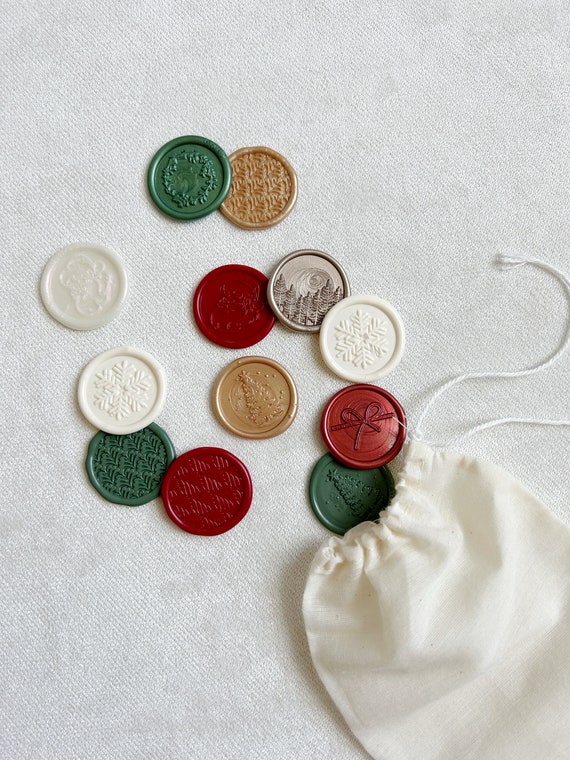 Christmas Wax Seal Stickers: Holiday Card Self-Adhesive Seals (Set of 20)