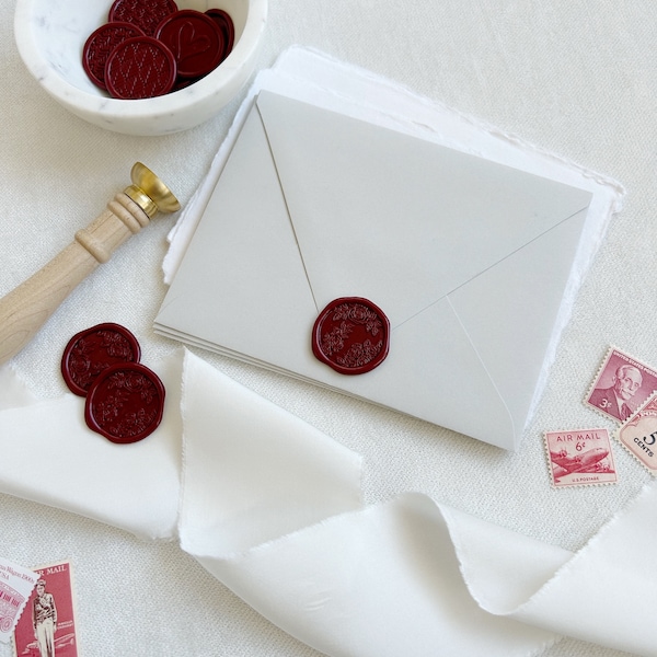 Valentine Rose Wax Seal - Valentine's Day Wax Seal - Floral Rose Wax Seal - Self-Adhesive Envelope Wax Seal - Custom Wax Seal Sticker