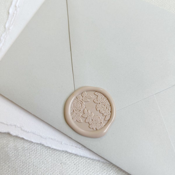 Rose Wax Seal - Custom Self Adhesive Wax Seal Sticker - Handmade Wax Seal for Envelope - Floral Wax Seal - Botanical Wax Seal Sticker