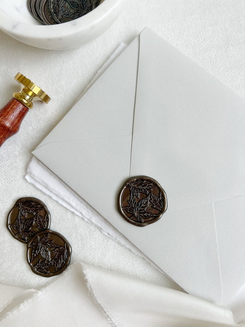 Fall Leaves Wax Seal Thanksgiving Card Wax Seal Custom Fall Maple Wax Seal Sticker Wedding Wax Seal Zelfklevende lakzegel afbeelding 5