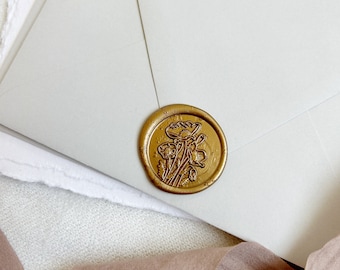 Poppy Flower Wax Seal - Custom Floral Wax Seal Sticker - Personalized Detail Sticker for Envelope -  Wax Seal Sticker