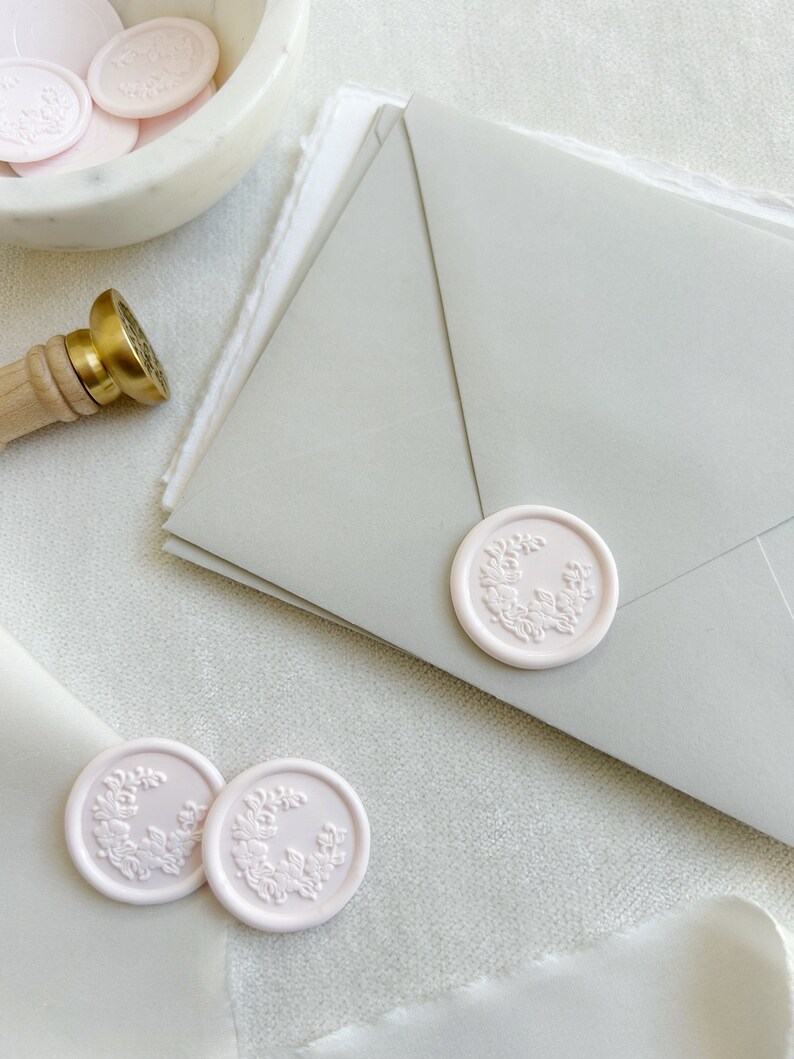 Floral Wreath Wax Seal Wedding Wax Seal Self Adhesive Wax Seal Handmade Wax Seal Hawaiian Wax Seal Custom Wax Seal Hawaii Seal image 10