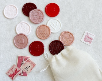 Valentine Wax Seal Set of 20 - Valentine's Day Wax Seals - Valentine Card Wax Seals - Self Adhesive Wax Seal - Heart Wax Seal Stickers
