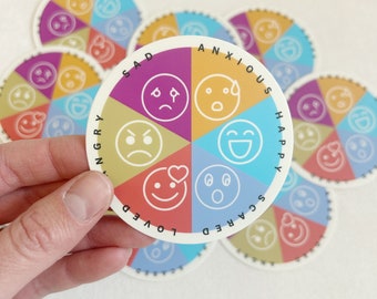Kids Feelings Wheel Sticker - Child Emotions Sticker - Children mental health Sticker - feeling wheel - social emotional child development
