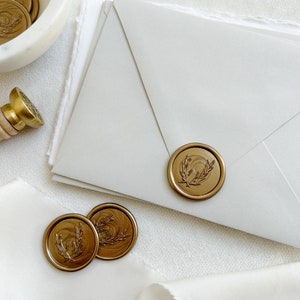 Lacre de cera com crista de oliveira - Lacre de cera para casamento - Adesivo de lacre de cera personalizado - Lacre de cera botânico - Adesivo de lacre de cera autoadesivo
