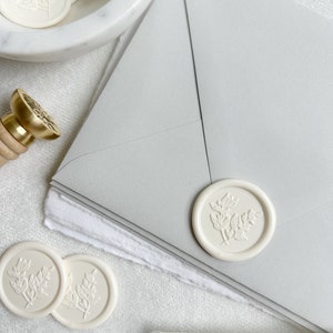 Sigillo di ceralacca "Botanic Branch" - Sigillo di ceralacca adesivo personalizzato - Sigillo di ceralacca per invito di nozze - Sigillo di ceralacca per tabella dei posti a sedere - Sigillo di ceralacca autoadesivo fatto a mano