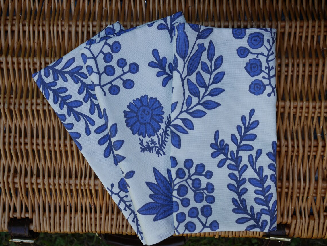 Cotton Blue & White Napkins Etsy Sweden