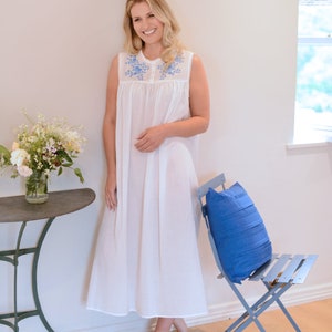 White Cotton Nightdress with Embroidery