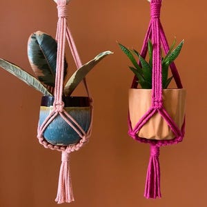Mini Macrame Plant Hanger: Boho Home Decor, Succulent Planter, 14”, Hanging Planter Modern Pot Holder, Gift For Plant Lover