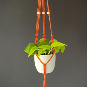 Macrame Plant Hanger: Recycled Cotton with Wooden Beads, Boho Decor, Gift For Plant Lover, Hanging Plant Modern Pot Holder