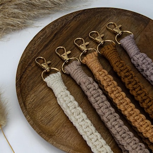 Macrame Wristlet Keychain | Boho Cotton Key Fob | Gift for Her | Bridesmaid Gift | Wrist Lanyard | Eco Friendly