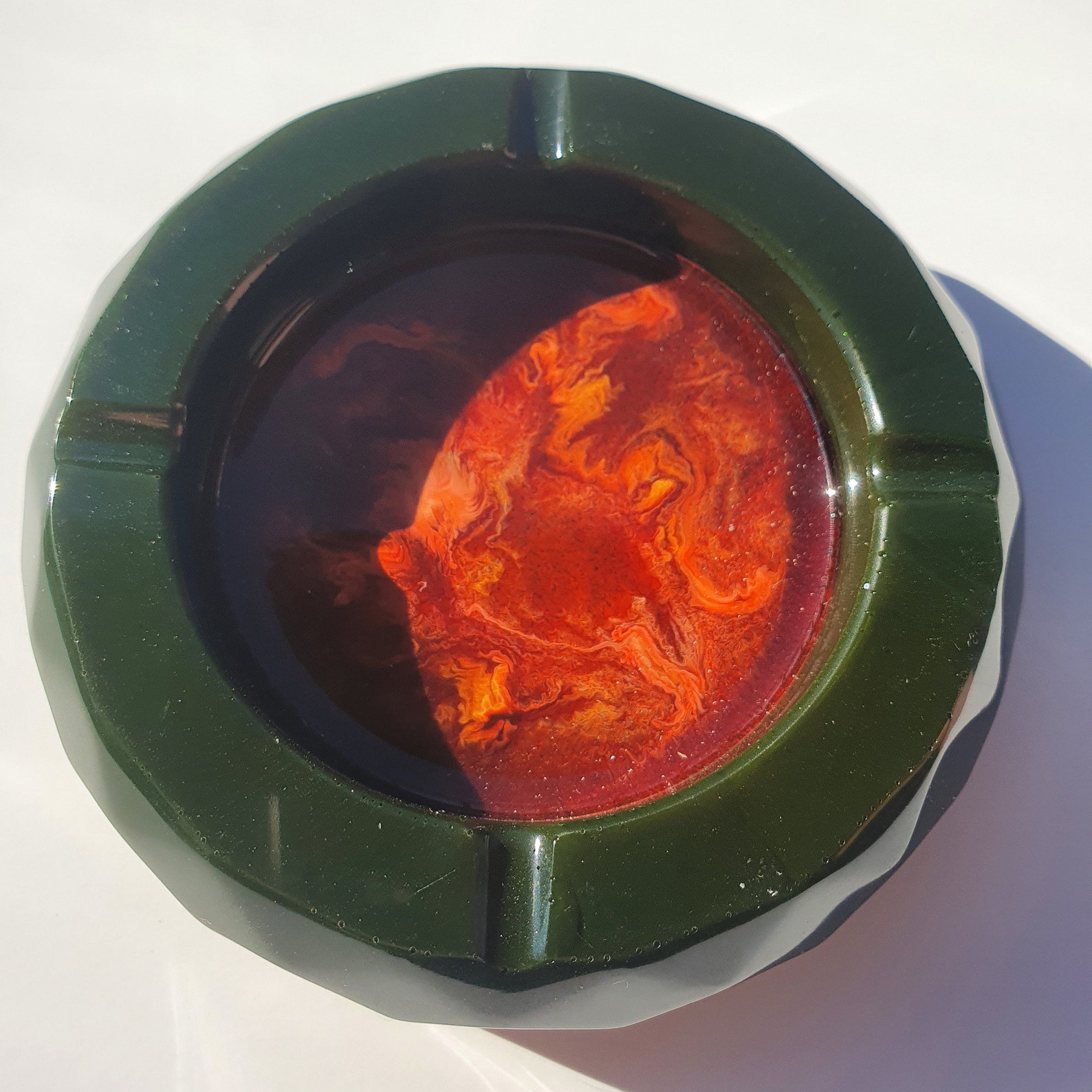 Military Red and Green Resin Ashtray Etsy UK