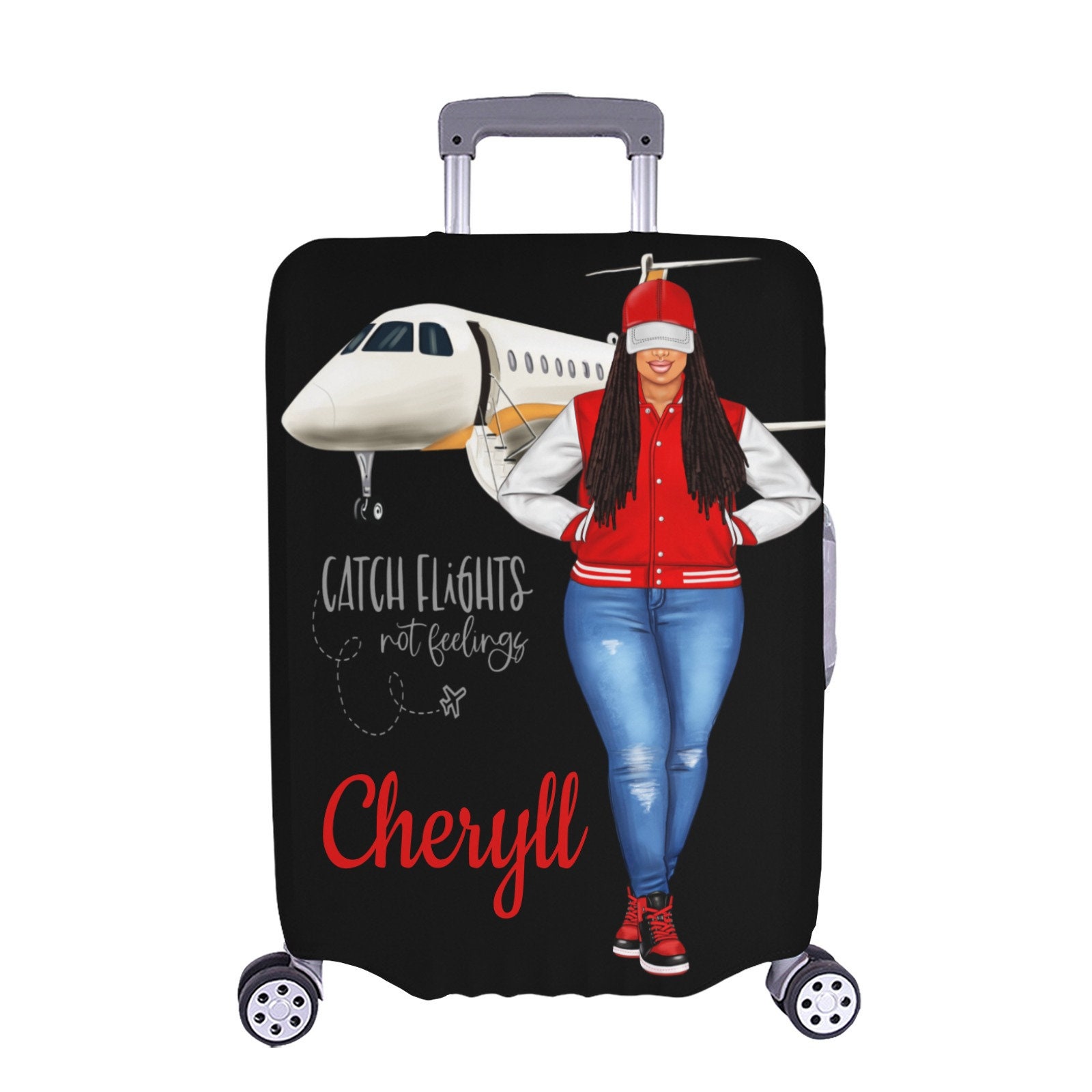 Personalized Luggage Cover, Black Girl, African American