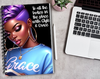 Cuaderno Style & Grace, Diario, Planificador de Chicas Negras, Diario de Chicas Negras, Moda, Diarios para Mujeres, Diarios para Mujeres Negras