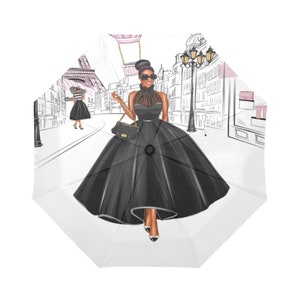 Paris Diva in Black Umbrella, KeeNicole Planner, Diva, Vrouw, Afro-Amerikaanse Paraplu, Zwart Meisje,