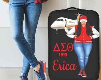 Personalized Sneaker Diva Luggage Cover, Black Girl, African American, Black Woman, Luggage Protector, Boss Chic
