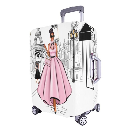 Disover Pink Paris Girl Luggage Cover