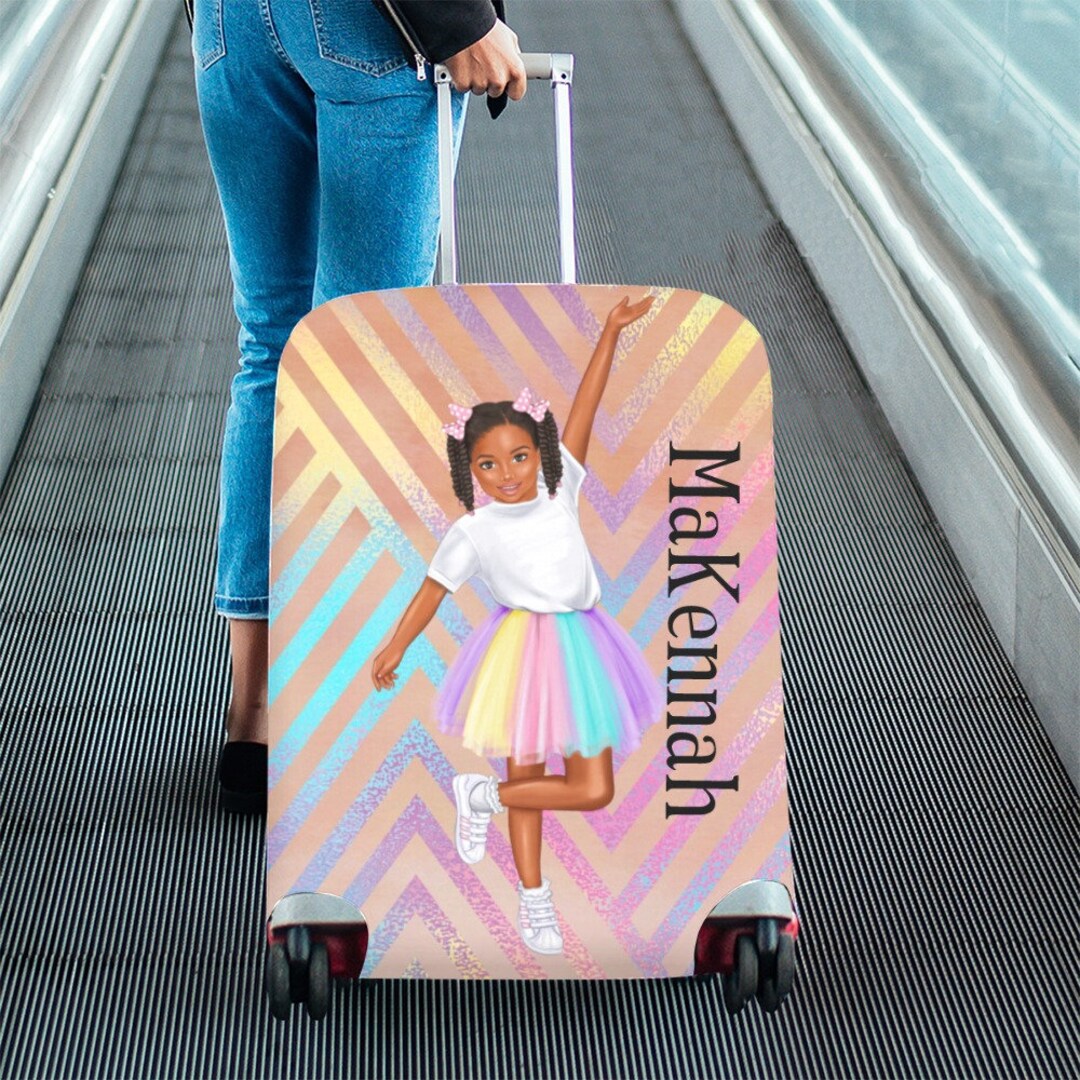 Personalized Little Girl Luggage Cover, Black Girl, African American
