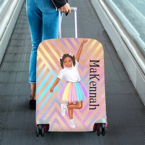gepersonaliseerde kleine meisje bagagehoes, zwart meisje, Afro-Amerikaanse, zwarte vrouw, bagagebeschermer, boss chic, keenicole planner