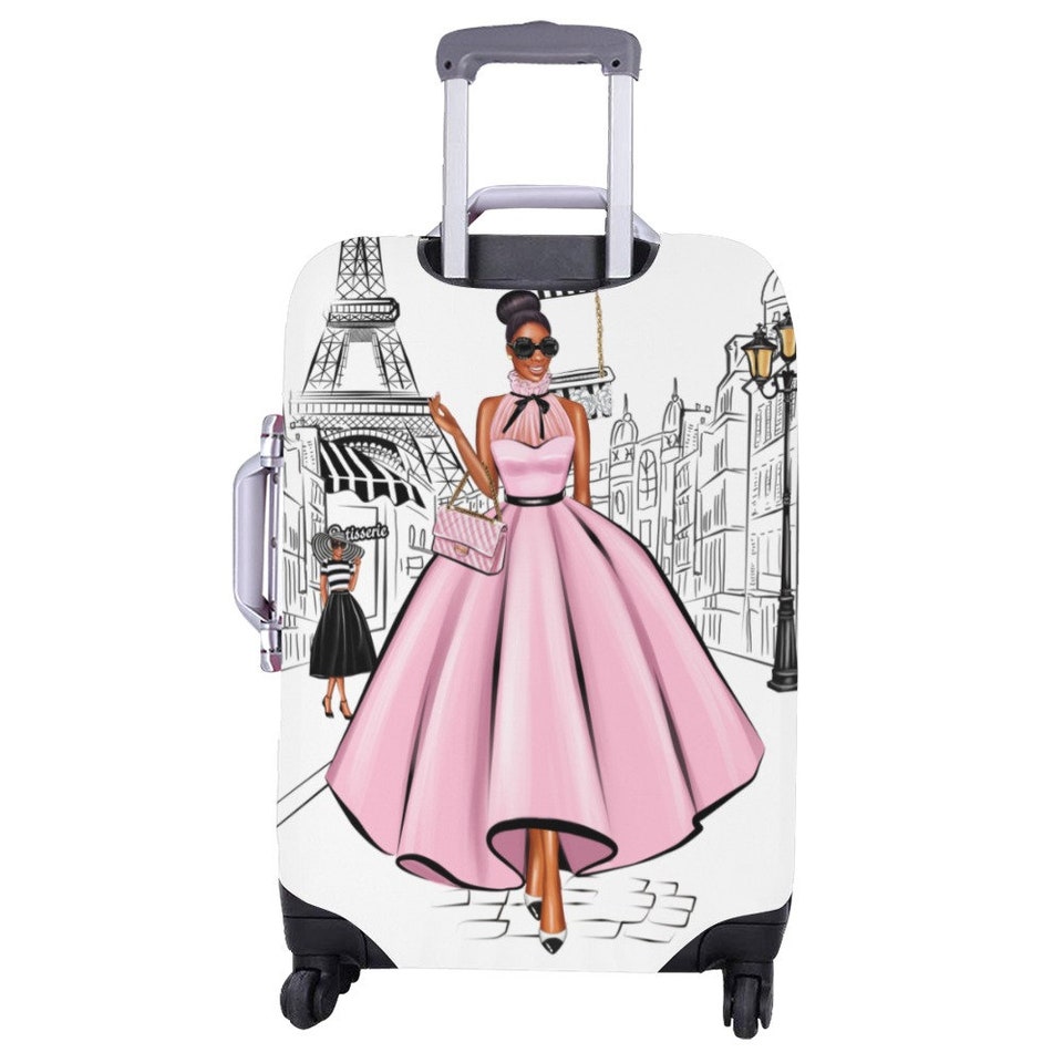 Discover Pink Paris Girl Luggage Cover