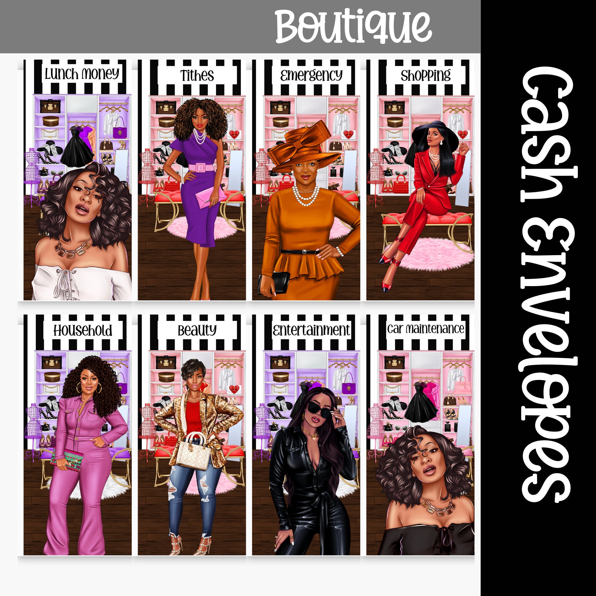 A6 Boutique Cash Envelopes, Budgeting, Cash Stuffing, Savings, 100 Envelope, Kee'Nicole Planner