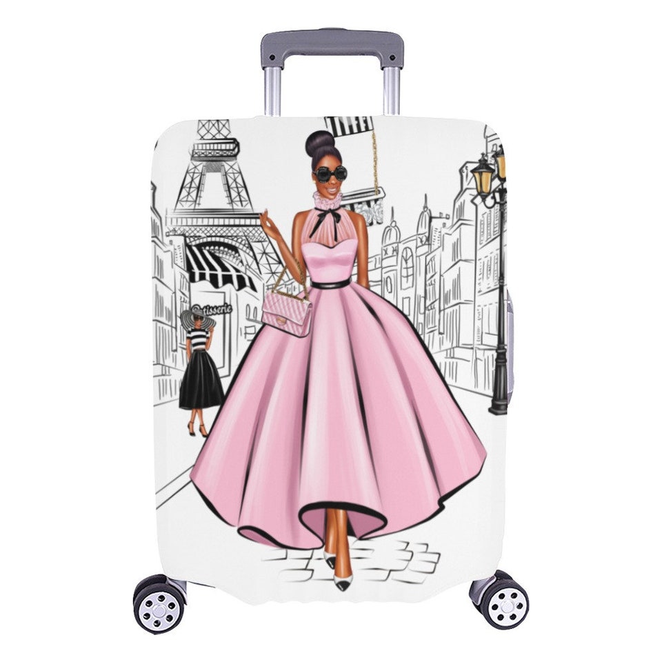 Discover Pink Paris Girl Luggage Cover