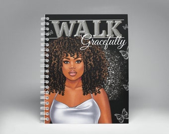 Walk Gracefully, Diario, Planificador de Chicas Negras, Diario de Chicas Negras, Moda, Diarios para Mujeres, Diarios para Mujeres Negras