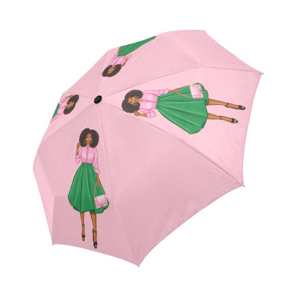 Pink and Green Diva Umbrella, KeeNicole Planner, Diva, Woman, African American Umbrella, Black Girl,