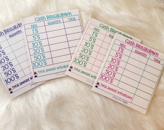 Cash Breakdown Tracker | Mini Savings Challenge voor A6 Cash Envelopes | Budget Binder Invoegen | Contante enveloppen