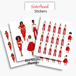 Sisterhood Red and White Planner Stickers,Stickers, Scrapbook, Planner, Journal, African American Woman, Crafting, Cricut, Delta, SORORITY