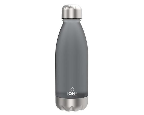 Ion8 Leak Proof Clear / Steel Water Bottle, BPA Free, Grey, 560ml 