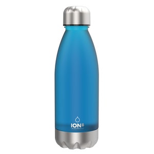 Ion8 Leak Proof Slim Water Bottle, Stainless Steel, Blue, 600ml 