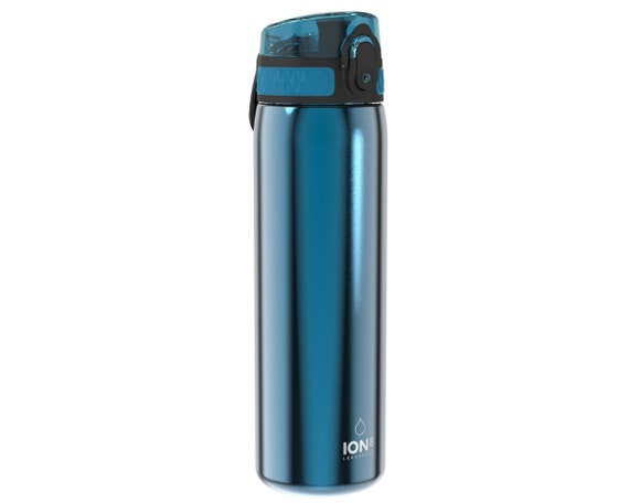 Ion8 Leak Proof Slim Water Bottle, Stainless Steel, Blue, 600ml 