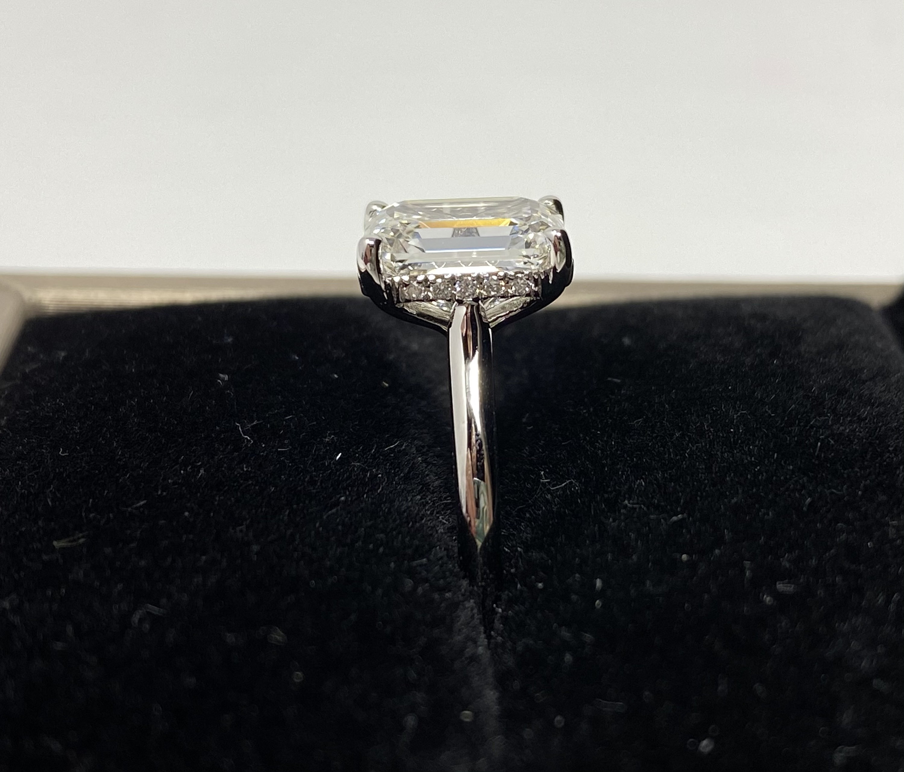 3.1ct Certified Emerald Cut Hidden Halo Diamond Ring | Etsy