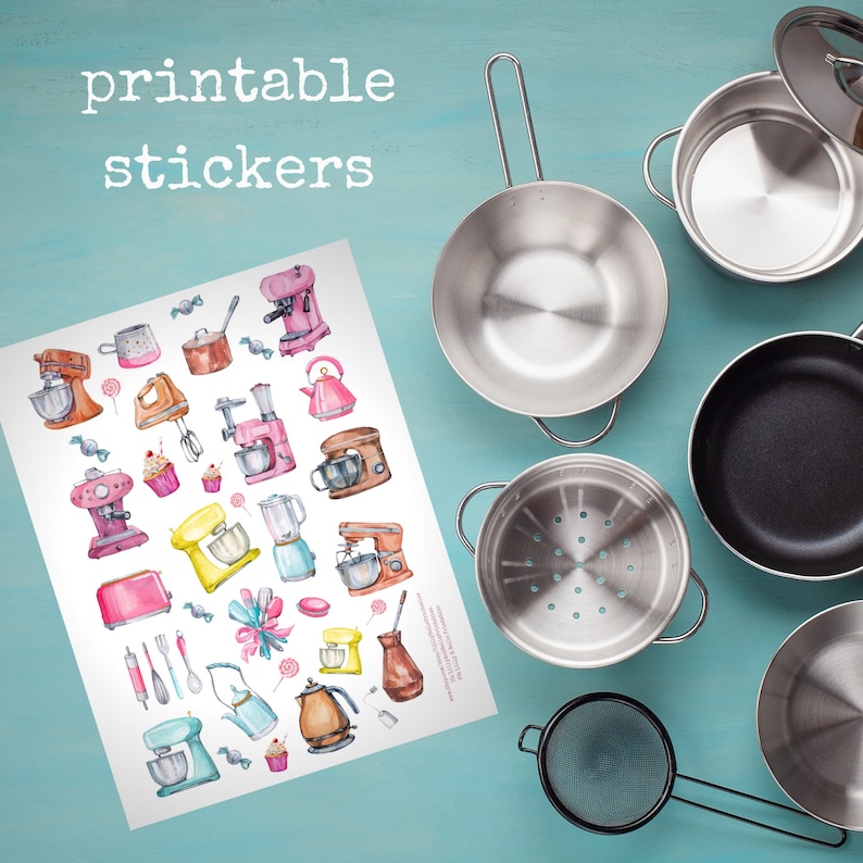 Printable Kitchen Tools Stickers Planner Stickers PDF Etsy
