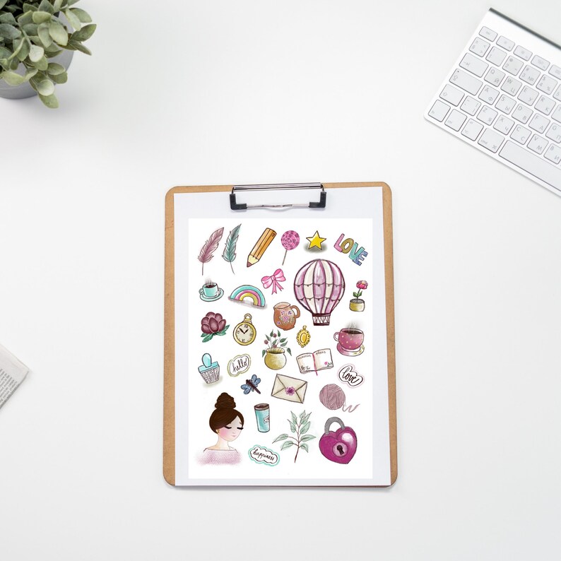 Printable Girly Planner Stickers PDF Printable One Sheet - Etsy Australia