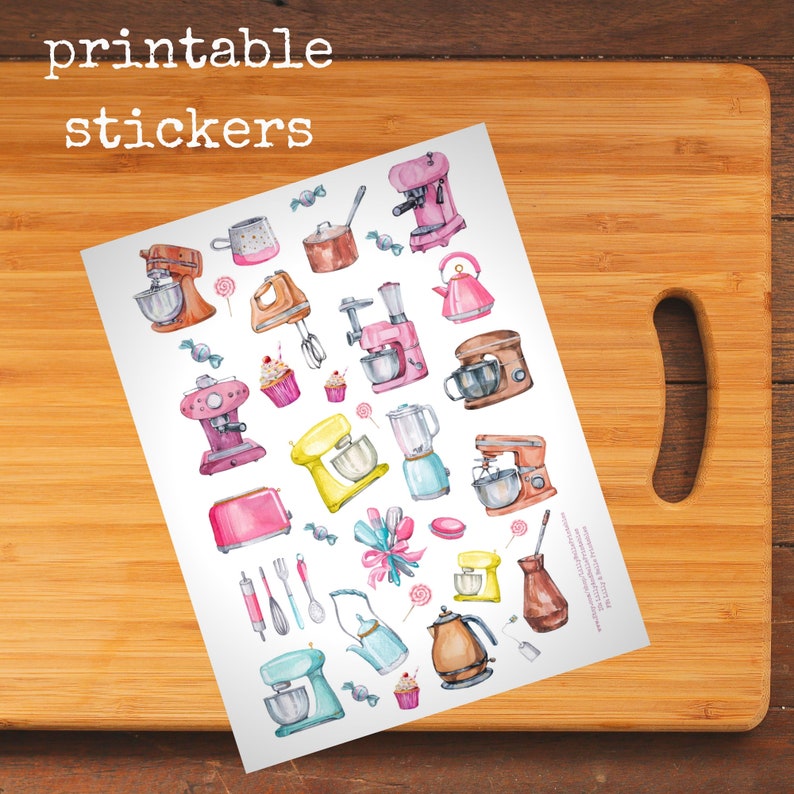 Printable Kitchen Tools Stickers Planner Stickers PDF Etsy