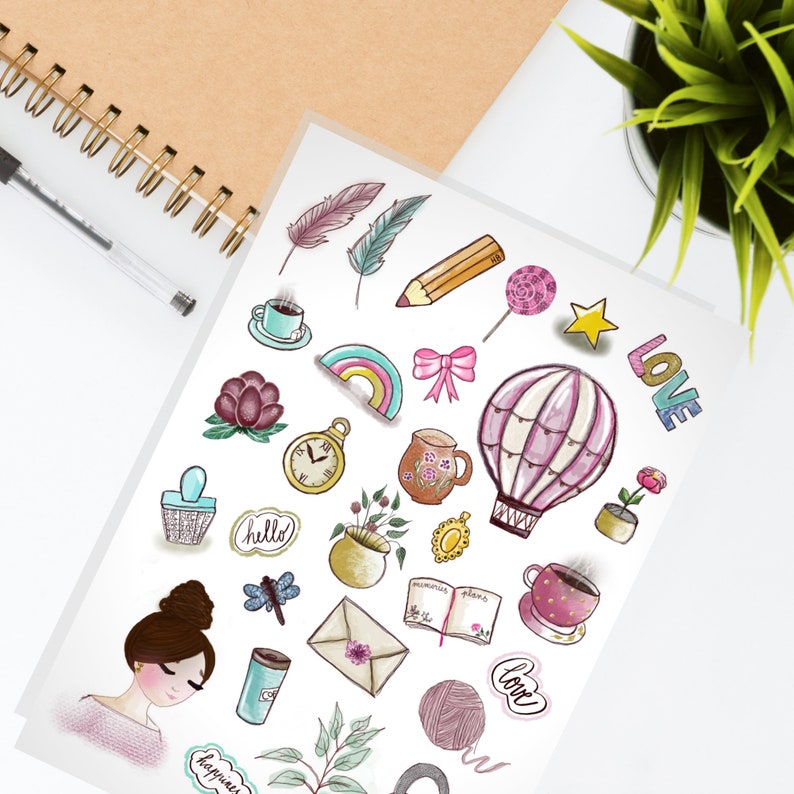 Printable Girly Planner Stickers PDF Printable One Sheet - Etsy Australia