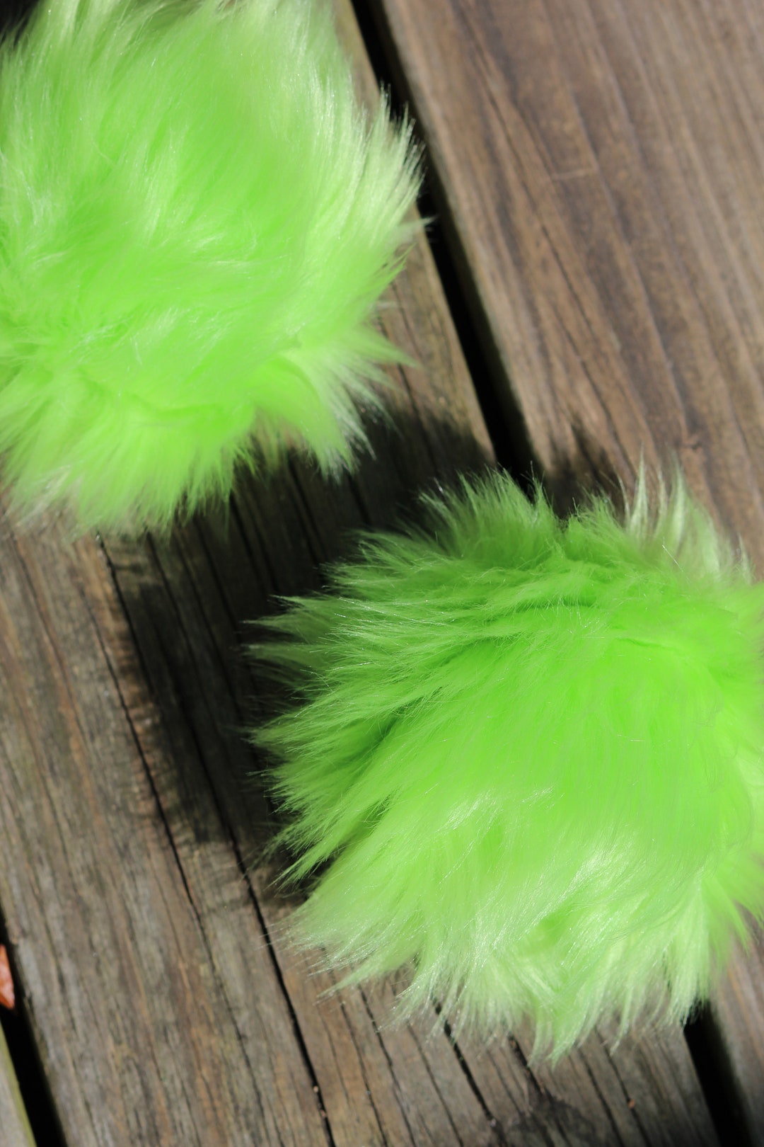 Faux Fur Pom Pom, Pom Pom, Lime Green Pom Pom, Greench Green Pom Pom