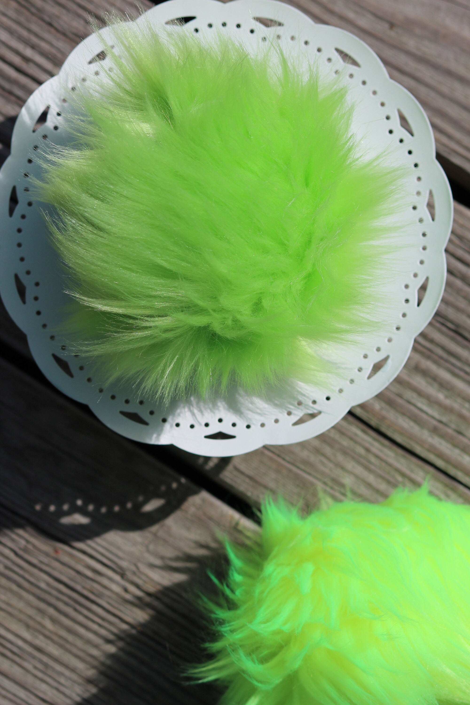 Faux Fur Pom Pom Pom Pom Lime Green Pom Pom Greench Green Etsy